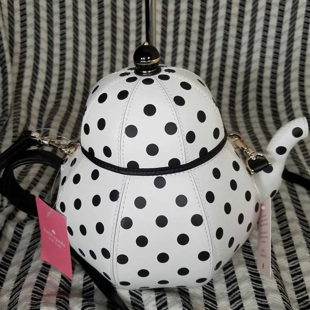 MAKE AN OFFER 🕊kate spade alice teapot tea party white crossbody new with tag - Picture 3 of 4
